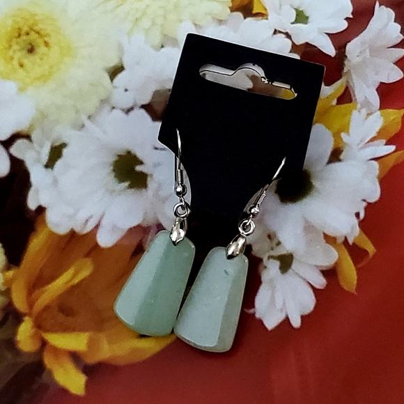 Amore Semi Precious Aventurine Stone Earrings - Picture 2 of 10